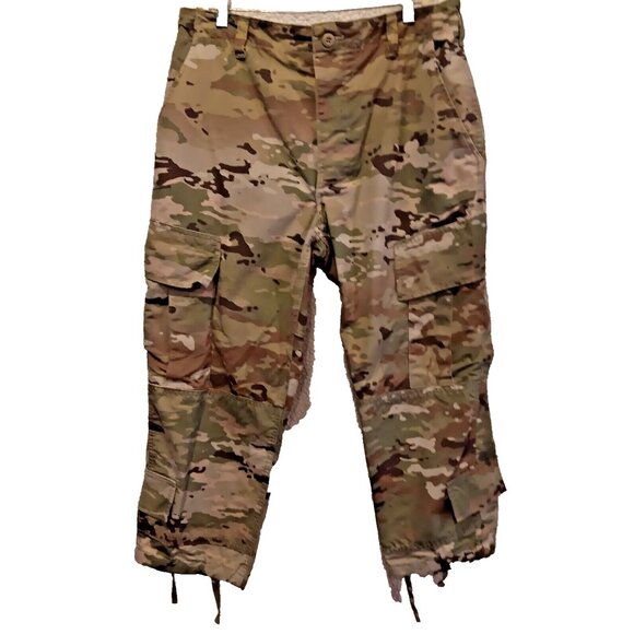 Army Combat Uniform Button Fly Mens Medium Regular Camo Cargo 31 -35 Waist Pants - Picture 3 of 8